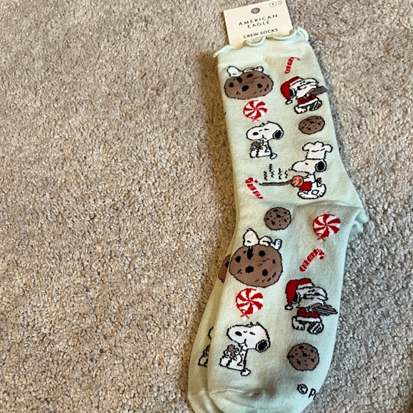 Aerie American Eagle Snoopy Grey & Black Sock Bundle NWT Crew Socks - Picture 3 of 5